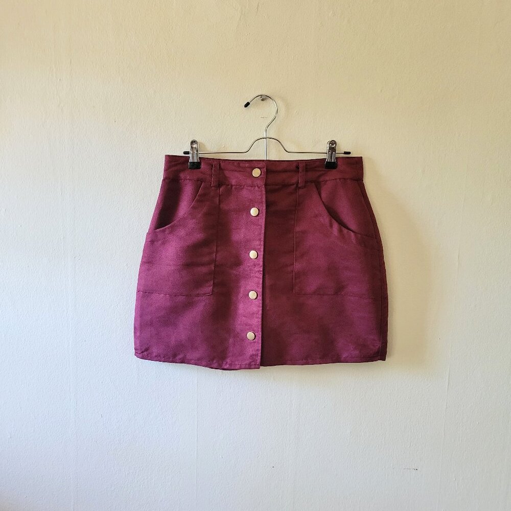 Red Snap Button Front Mini Skirt Size M